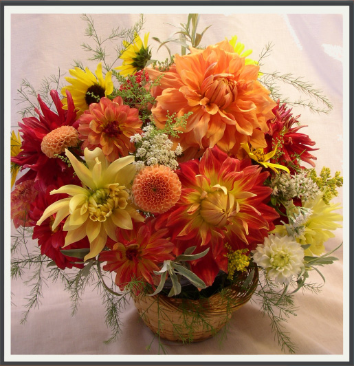 Dahlia basket arrangements